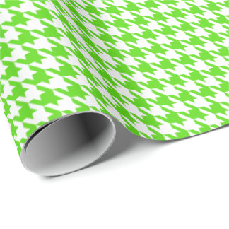 Classic Light Green and White Houndstooth Pattern  Wrapping Paper