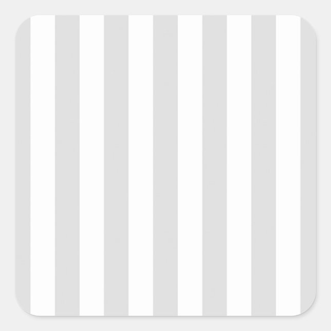 Classic Light Grey and White Stripe Pattern Square Sticker (Front)