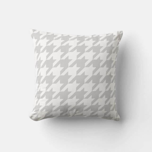 Classic Light Grey White Large Houndstooth Cushion (Front)