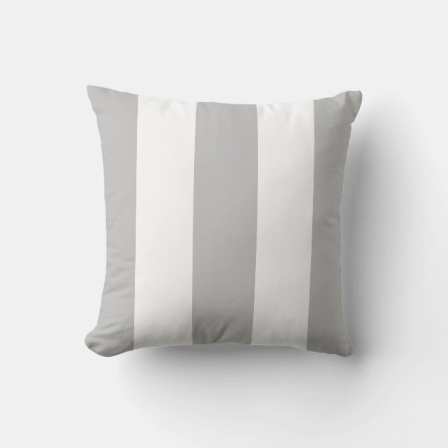 Classic light grey white vertical strips cushion (Front)