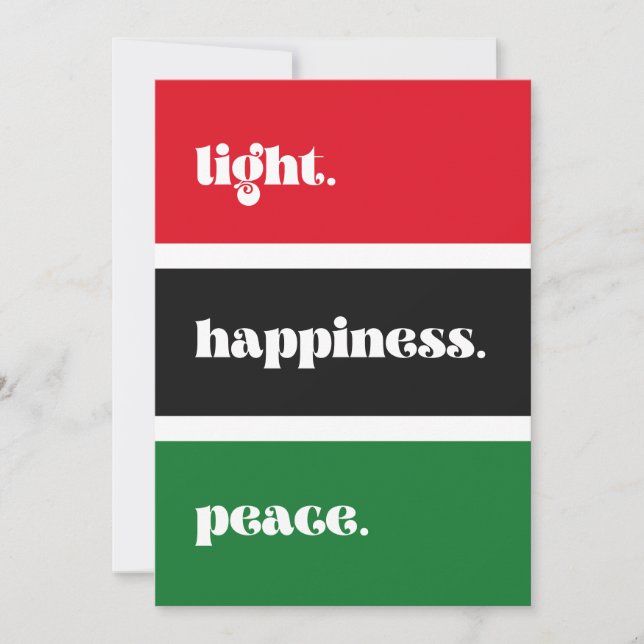 Classic Light Happiness Peace Kwanzaa Holiday Card (Front)