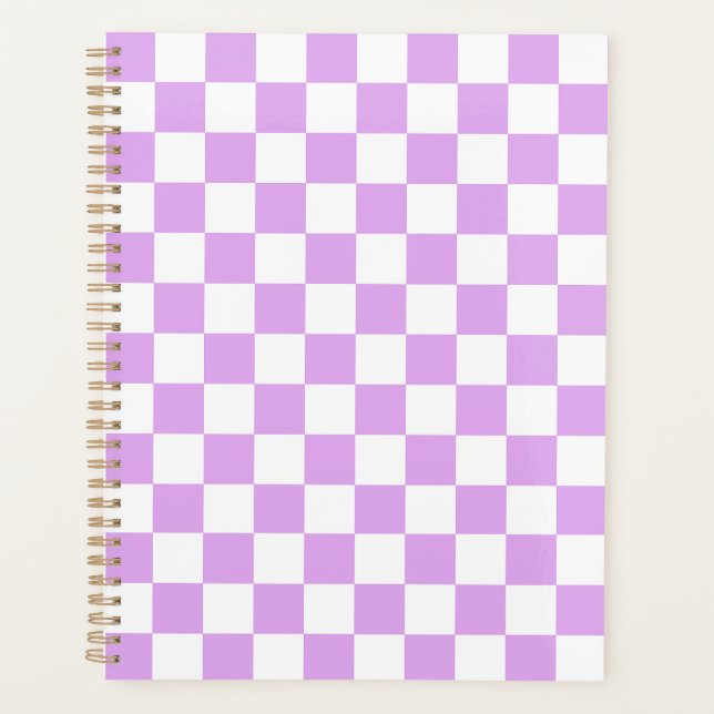 Classic light lavender checkerboard  planner (Front)