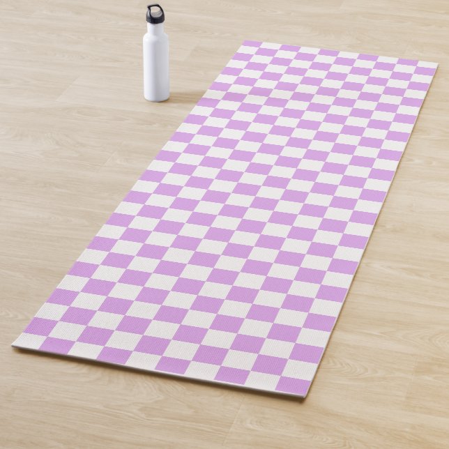 Classic light lavender checkerboard  yoga mat (In Situ)