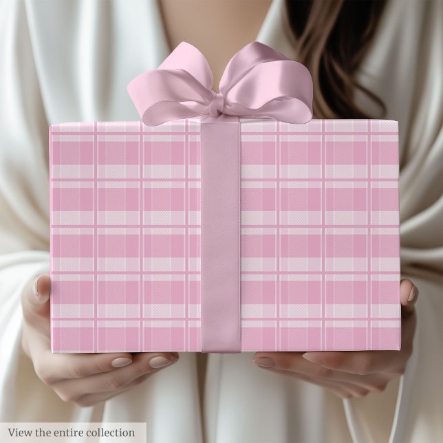 Classic Light Pink Gingham Birthday Wrapping Paper (Classic Light Pink Gingham Birthday Wrapping Paper)