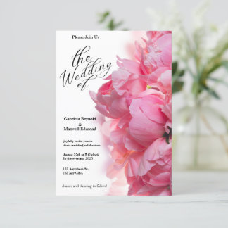 Classic Light Pink Peony Floral Wedding Invitation