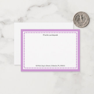 Classic Light Purple Border & Dots Monogrammed Card