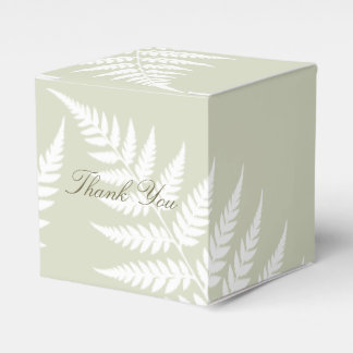 Classic Light Sage Green White Fern Thank You Favour Box