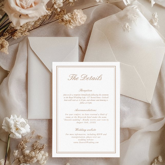 Classic Light Taupe Elegant Wedding Details Enclosure Card (Creator Uploaded)