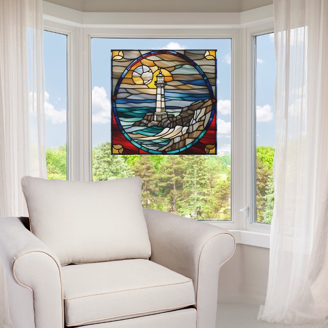 Classic Lighthouse Faux Stained Glass Window Cling (Creator Uploaded)