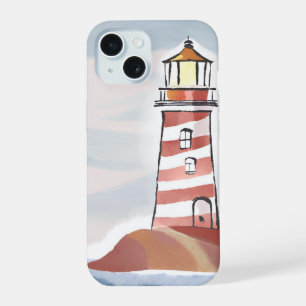Classic Lighthouse Ocean Coastal Watercolor iPhone 15 Case