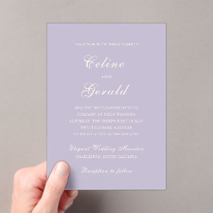 Classic Lilac Elegant Wedding Acrylic Invitations