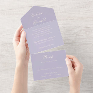 Classic Lilac Elegant Wedding All In One Invitation