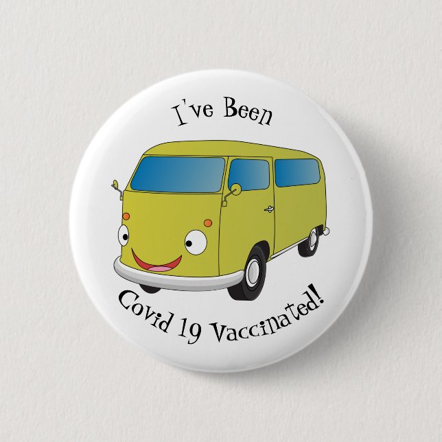 Classic lime green van cartoon 6 cm round badge (Front)