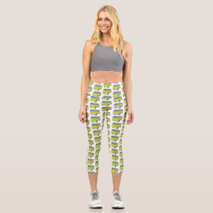 Classic lime green van cartoon capri leggings