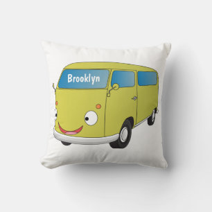 Classic lime green van cartoon cushion