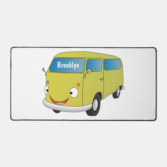 Classic lime green van cartoon  desk mat (Front)
