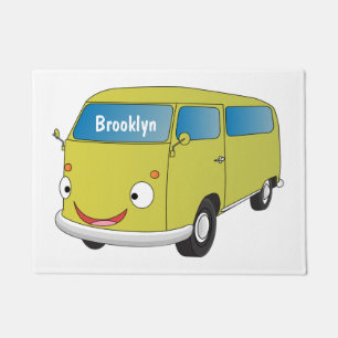 Classic lime green van cartoon doormat