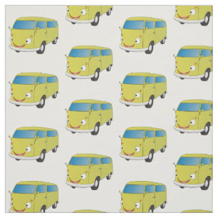 Classic lime green van cartoon fabric