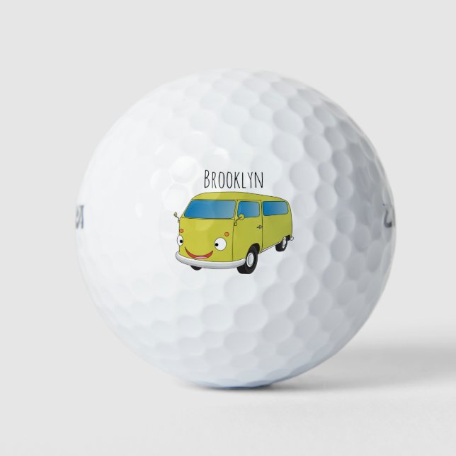 Classic lime green van cartoon golf balls (Front)