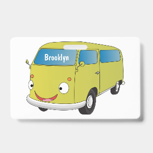 Classic lime green van cartoon ID badge