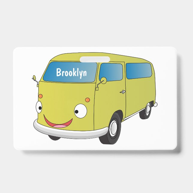 Classic lime green van cartoon  ID badge (Front)