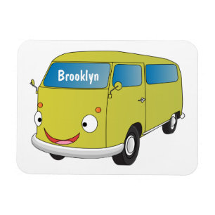 Classic lime green van cartoon magnet
