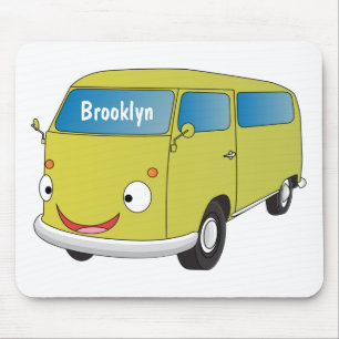 Classic lime green van cartoon mouse mat