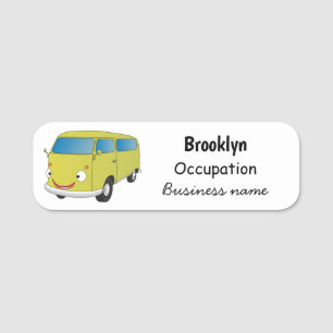 Classic lime green van cartoon name tag