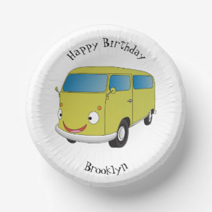 Classic lime green van cartoon paper plate