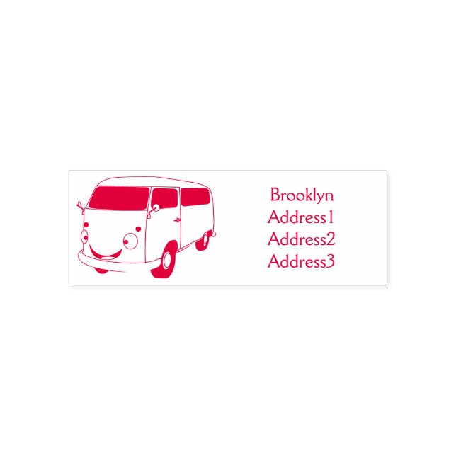Classic lime green van cartoon self-inking stamp (Design)