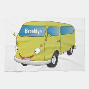 Classic lime green van cartoon  tea towel