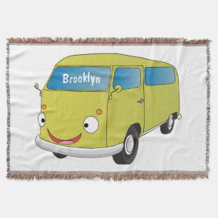 Classic lime green van cartoon throw blanket