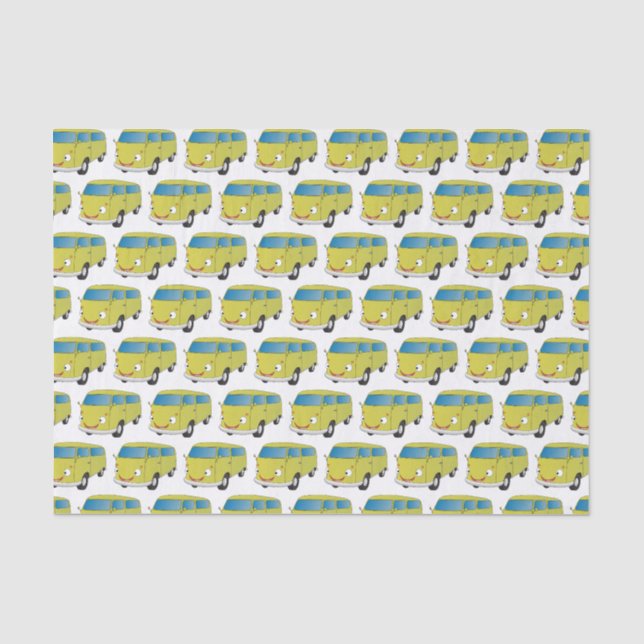 Classic lime green van cartoon tissue paper (Front)