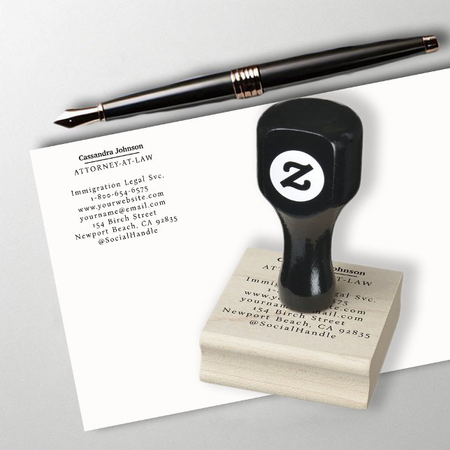 Classic Line Business Corporate Law Legal Address Rubber Stamp (business corporate return address details stamp lawyer law paralegal attorney modern classic minimal)