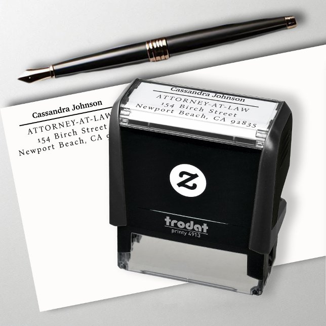 Classic Line Business Law Legal Lawyer Address Self-inking Stamp (business corporate return address details inking stamp lawyer law paralegal attorney modern classic )