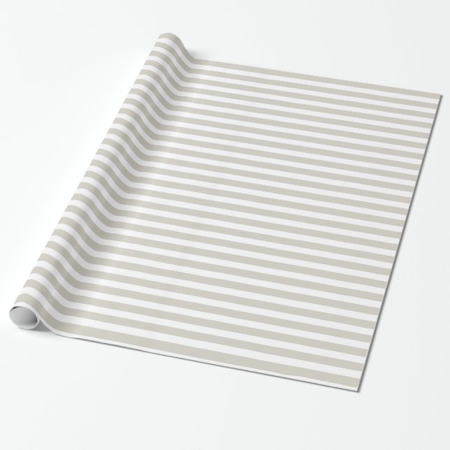 Classic Linen Beige Colour Stripes Pattern Wrapping Paper (Unrolled)