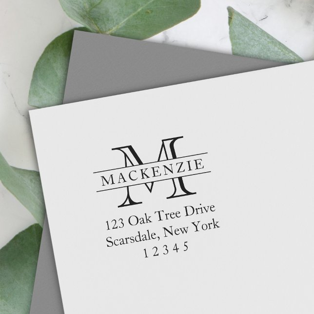 Classic Lines Monogram Name Return Address Self-inking Stamp (Creator Uploaded)