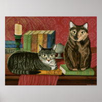 Classic Literary Cats Poe, Dickens, Stoker, Art