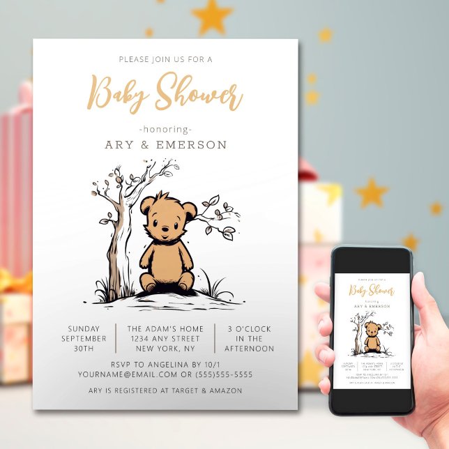 Classic Little Bear Baby Shower Invitation (Creator Uploaded)