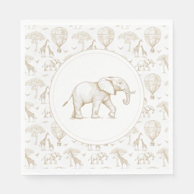 Classic Little Wild One Baby Shower Toile Napkin (Front)