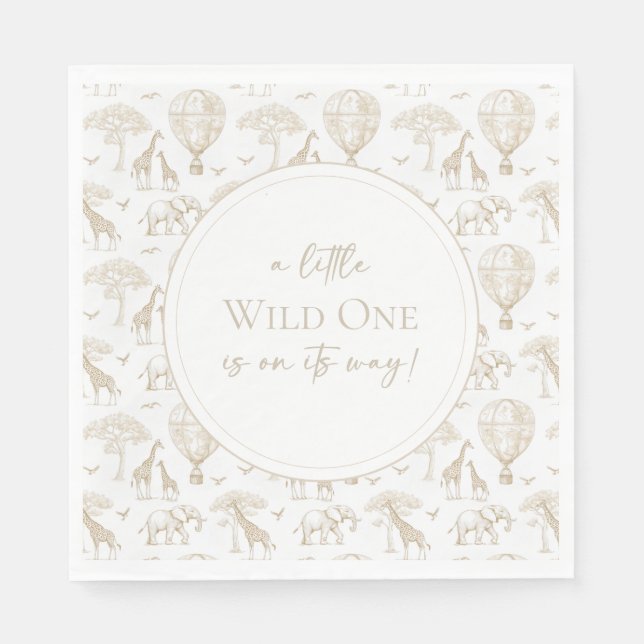 Classic Little Wild One Baby Shower Toile Napkin (Front)