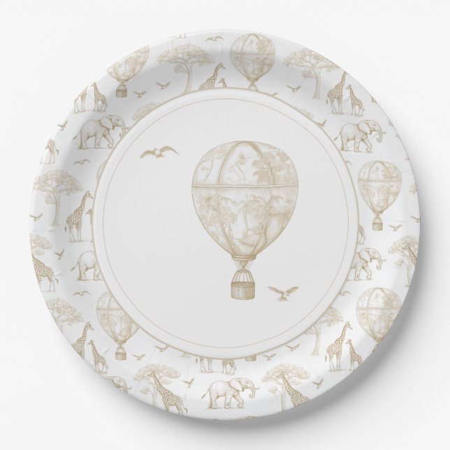 Classic Little Wild One Baby Shower Toile Paper Plate (Front)