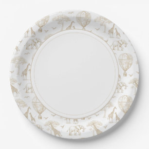 Classic Little Wild One Baby Shower Toile Paper Plate