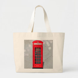 Classic London Red Phone Booth with Name  Large Tote Bag