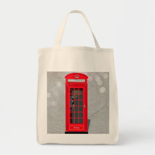 Classic London Red Phone Booth with Name  Tote Bag