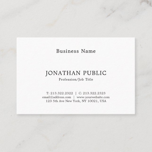 Classic Look Elegant Minimalist Nostalgy Plain Business Card (Front)