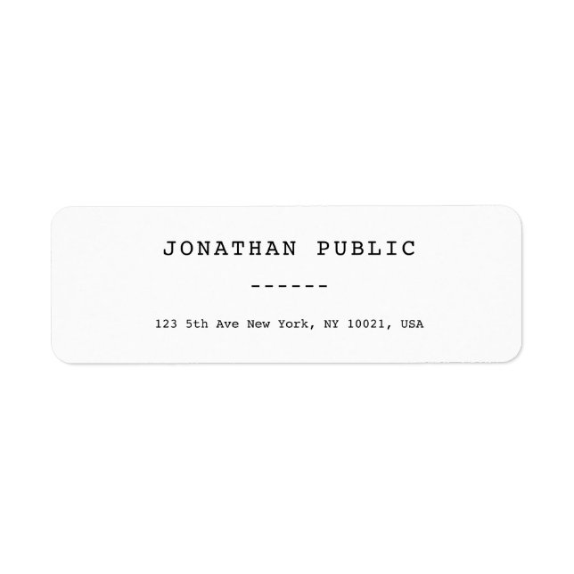 Classic Look Template Simple Chic Return Address (Front)