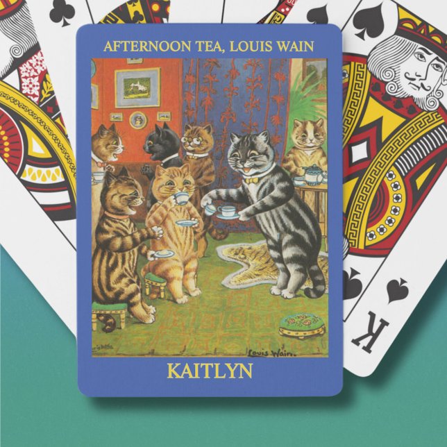 Classic Louis Wain Cats  Afternoon TeaPersonalized Playing Cards (Creator Uploaded)