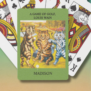 Classic Louis Wain Cats Playing Golf Personalised Cards