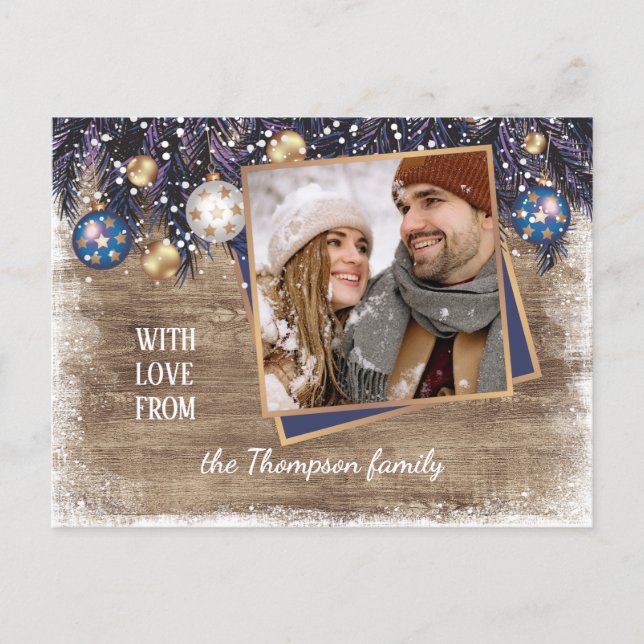 Classic Love Seasons Greetings Woodgrain Pattern Postcard (Front)